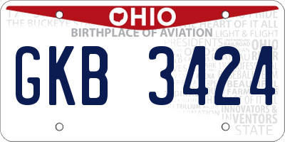 OH license plate GKB3424