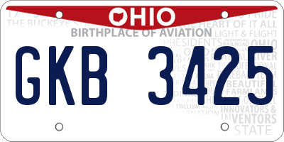 OH license plate GKB3425