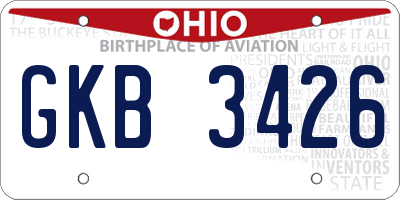 OH license plate GKB3426