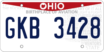 OH license plate GKB3428