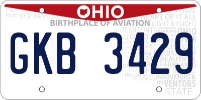OH license plate GKB3429