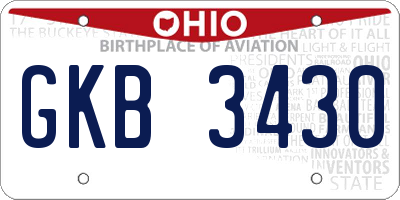 OH license plate GKB3430