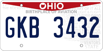 OH license plate GKB3432