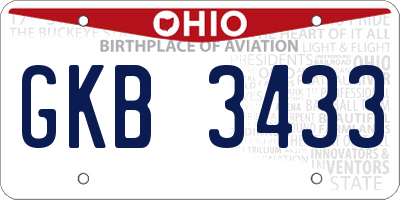 OH license plate GKB3433