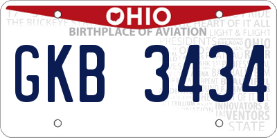 OH license plate GKB3434