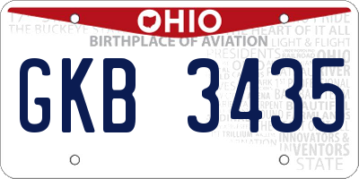OH license plate GKB3435