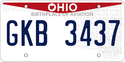 OH license plate GKB3437