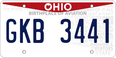 OH license plate GKB3441