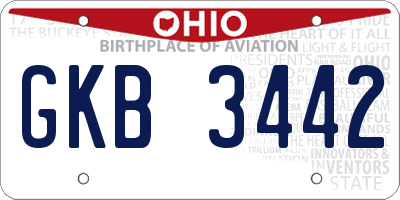 OH license plate GKB3442