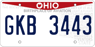 OH license plate GKB3443