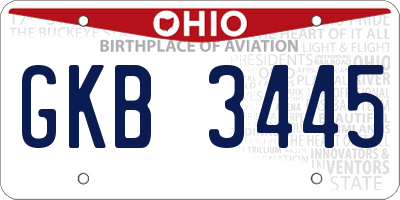 OH license plate GKB3445