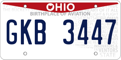 OH license plate GKB3447