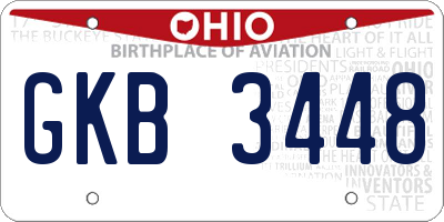 OH license plate GKB3448