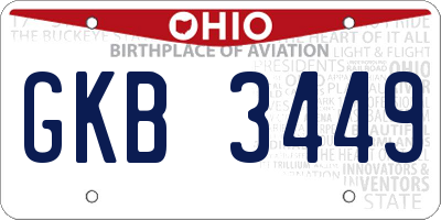 OH license plate GKB3449