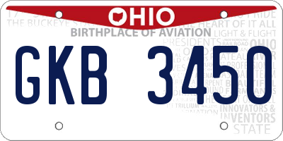 OH license plate GKB3450