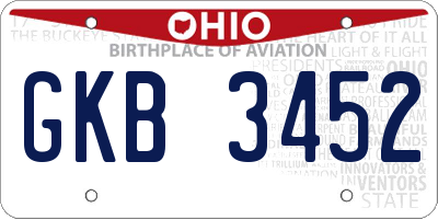 OH license plate GKB3452