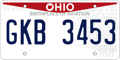 OH license plate GKB3453