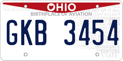 OH license plate GKB3454