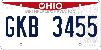 OH license plate GKB3455