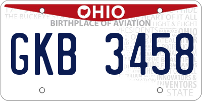 OH license plate GKB3458