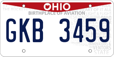 OH license plate GKB3459