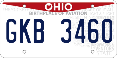 OH license plate GKB3460