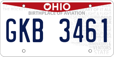 OH license plate GKB3461
