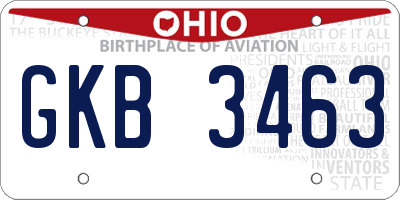 OH license plate GKB3463