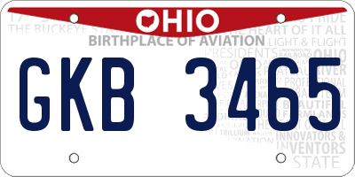 OH license plate GKB3465