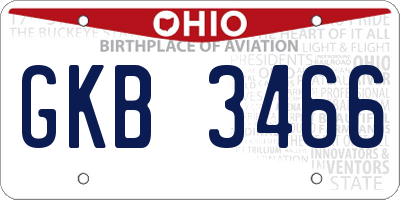 OH license plate GKB3466