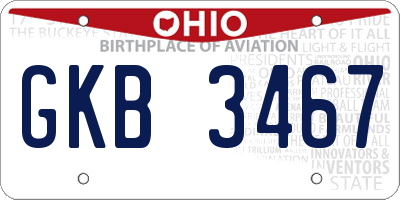 OH license plate GKB3467