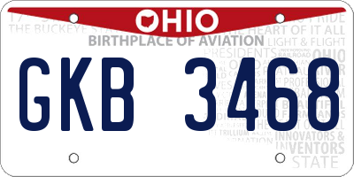 OH license plate GKB3468