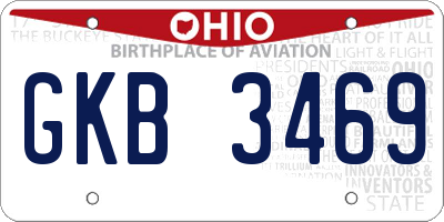 OH license plate GKB3469