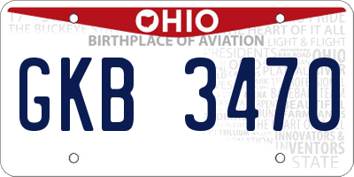 OH license plate GKB3470