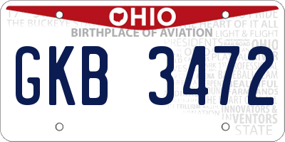 OH license plate GKB3472