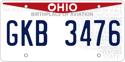 OH license plate GKB3476