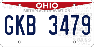 OH license plate GKB3479