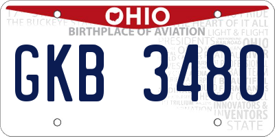 OH license plate GKB3480