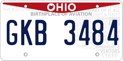 OH license plate GKB3484