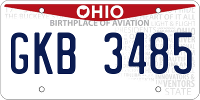 OH license plate GKB3485