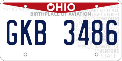 OH license plate GKB3486