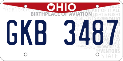 OH license plate GKB3487
