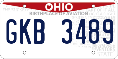 OH license plate GKB3489