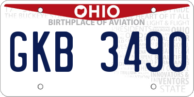 OH license plate GKB3490
