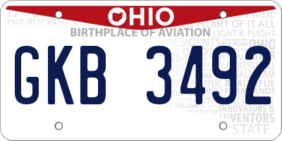 OH license plate GKB3492