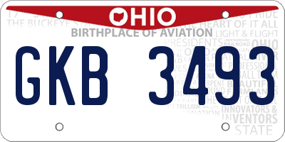 OH license plate GKB3493