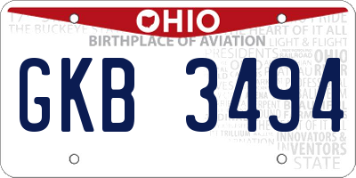 OH license plate GKB3494