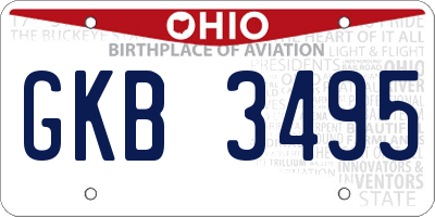 OH license plate GKB3495