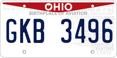 OH license plate GKB3496