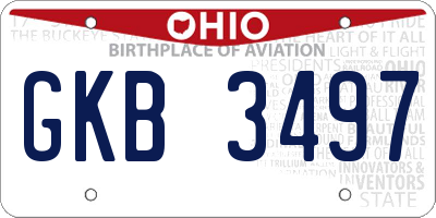 OH license plate GKB3497
